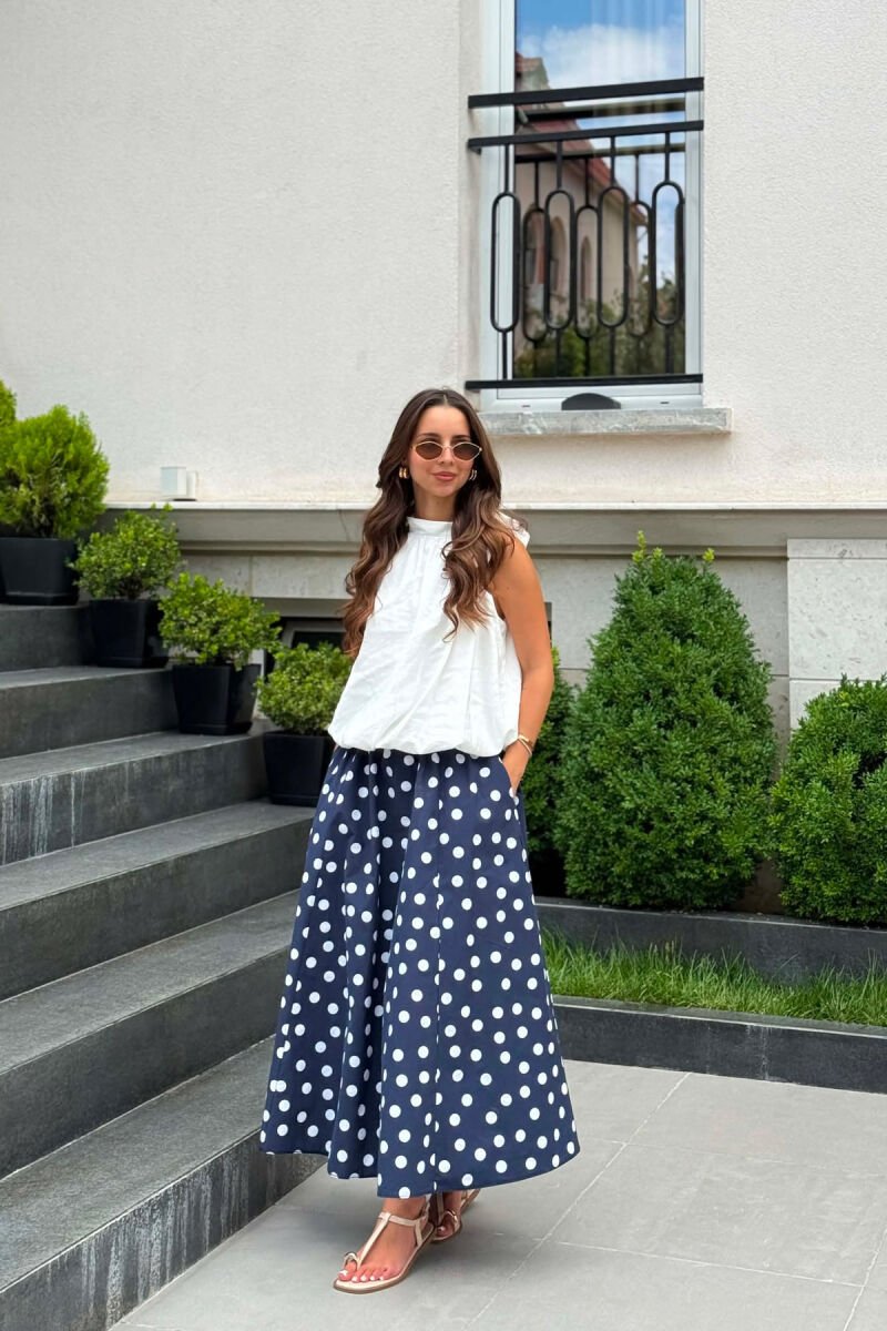 POLKA DOTS ELASTIC WAIST WOMAN SKIRT BLUE/BLU - 3