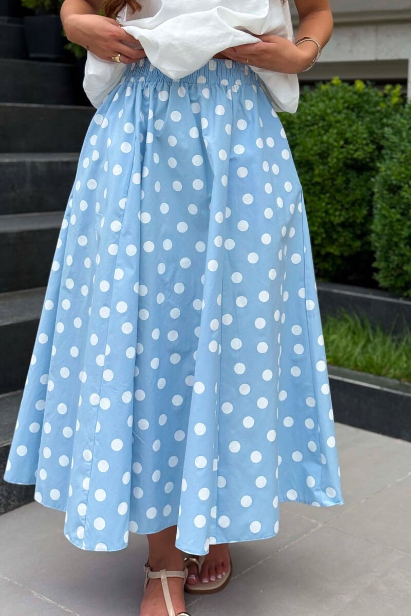 POLKA DOTS ELASTIC WAIST WOMAN SKIRT LIGHTBLUE/BZ - 3