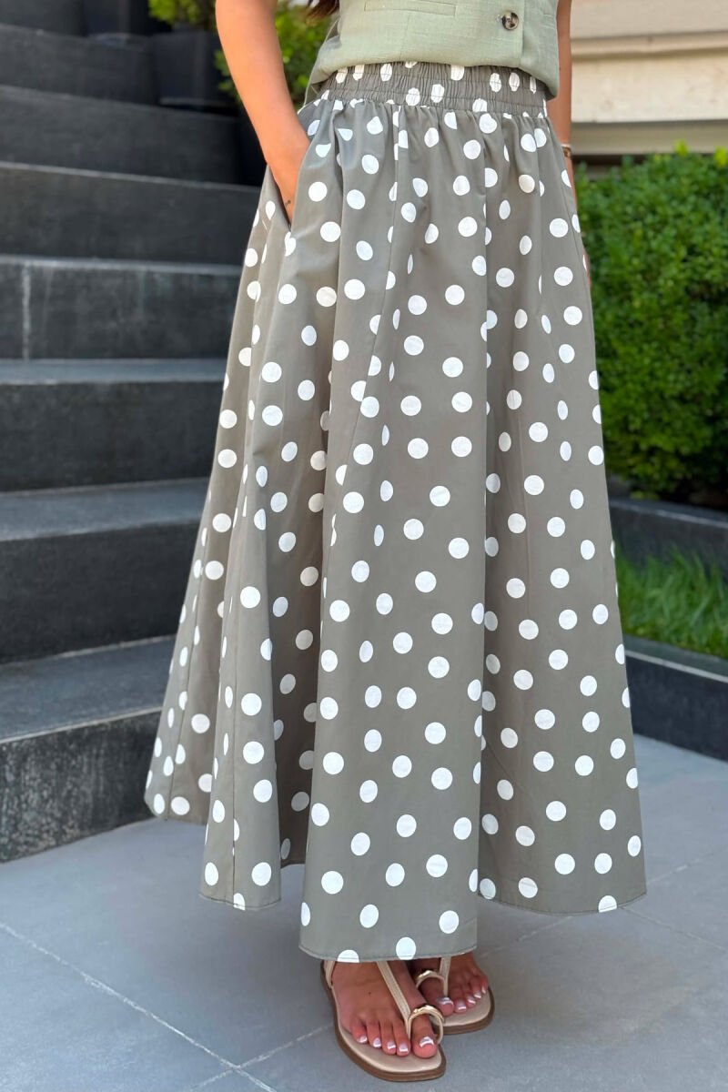 POLKA DOTS ELASTIC WAIST WOMAN SKIRT OLIVE/ULLI - 4
