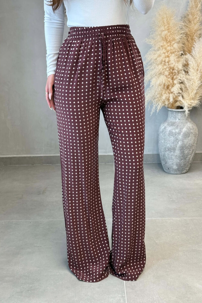 POLKA DOTS ELASTIC WAIST WOMAN TROUSERS BURGUNDY/VISHNJE - 4