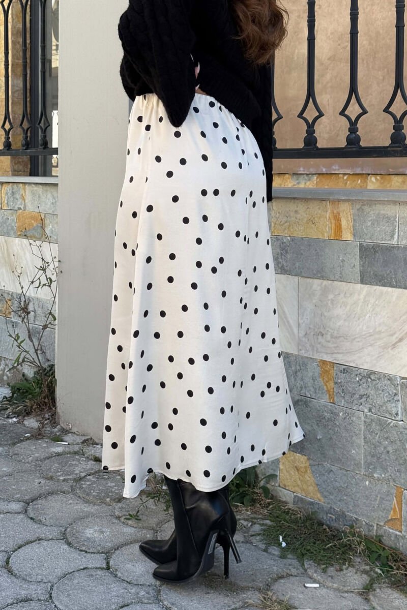 POLKA DOTS ELASTIC WAIST WOMEN SKIRT CREAM/KREM - 3