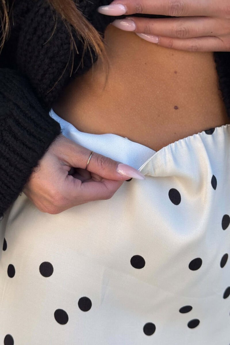 POLKA DOTS ELASTIC WAIST WOMEN SKIRT CREAM/KREM - 4