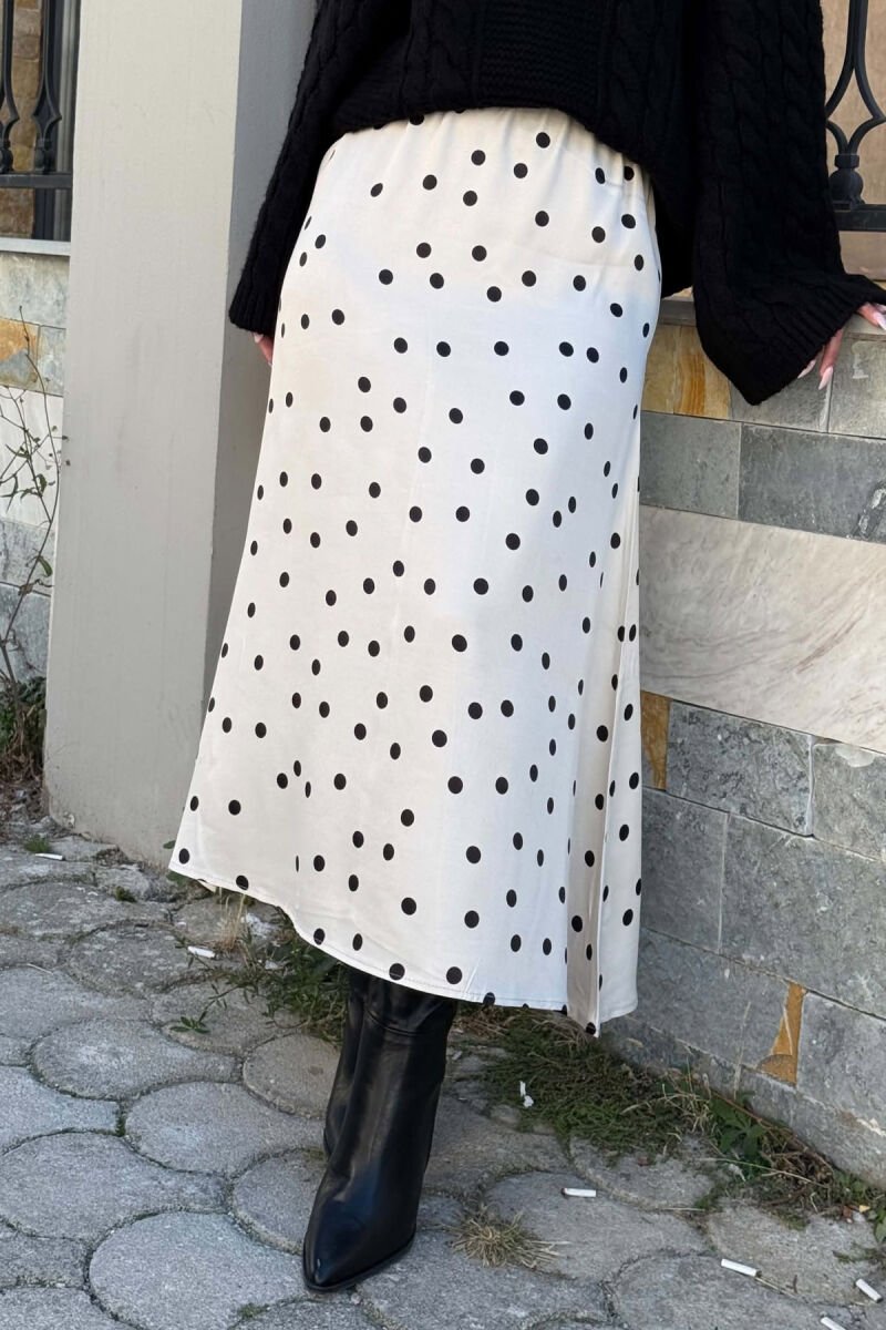 POLKA DOTS ELASTIC WAIST WOMEN SKIRT CREAM/KREM - 5