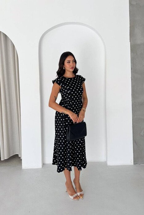 POLKA DOTS LACING WAIST WOMAN DRESS BLACK/ E ZEZE - 2