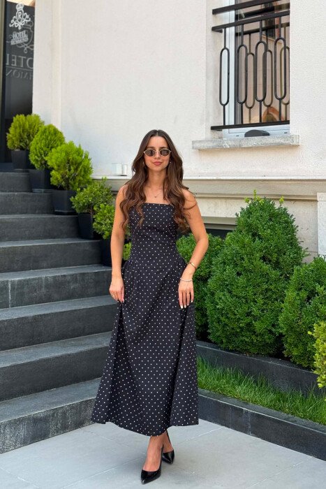 POLKA DOTS LONG WOMAN DRESS BLACK/ E ZEZE - 5