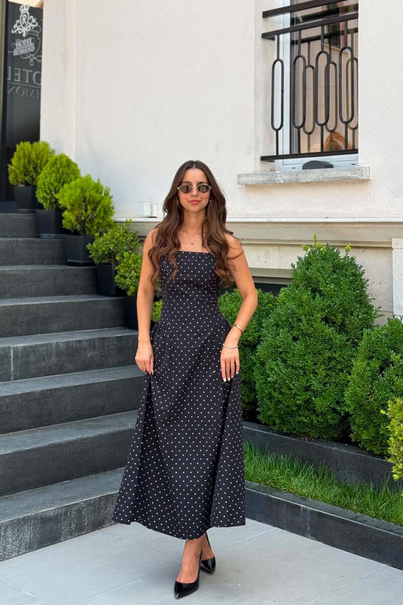 POLKA DOTS LONG WOMAN DRESS BLACK/ E ZEZE - 5