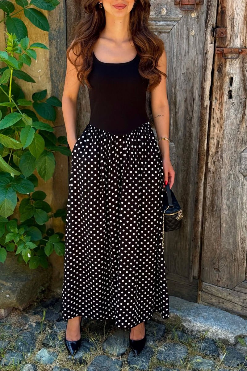 POLKA DOTS LONG WOMAN DRESS BLACK/ E ZEZE - 3