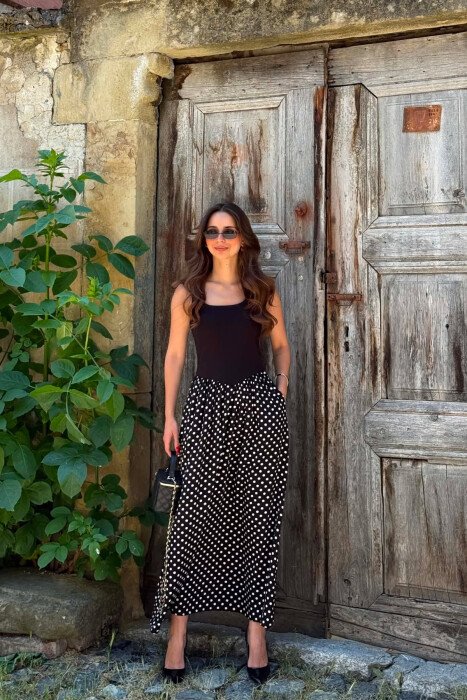 POLKA DOTS LONG WOMAN DRESS BLACK/ E ZEZE - 5
