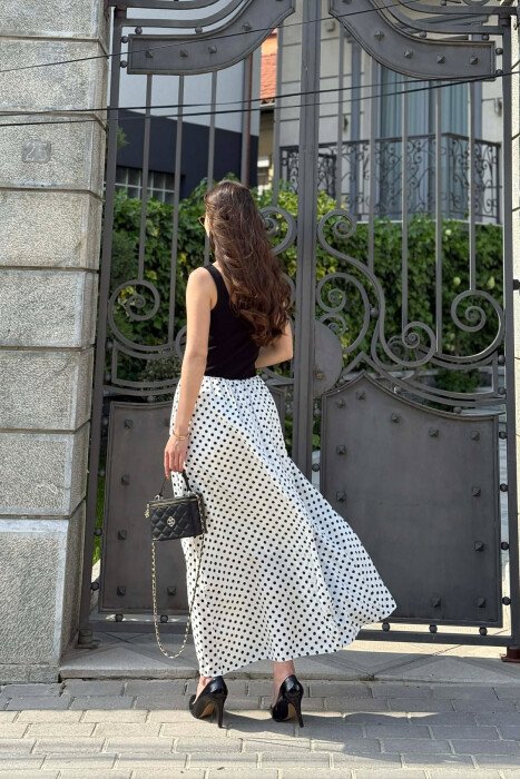 POLKA DOTS LONG WOMAN DRESS BLACK-WHITE/ZB - 7