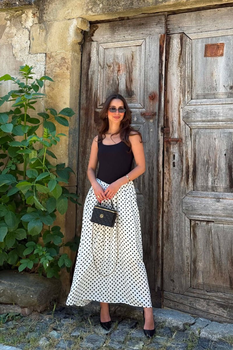 POLKA DOTS LONG WOMAN DRESS BLACK-WHITE/ZB - 2