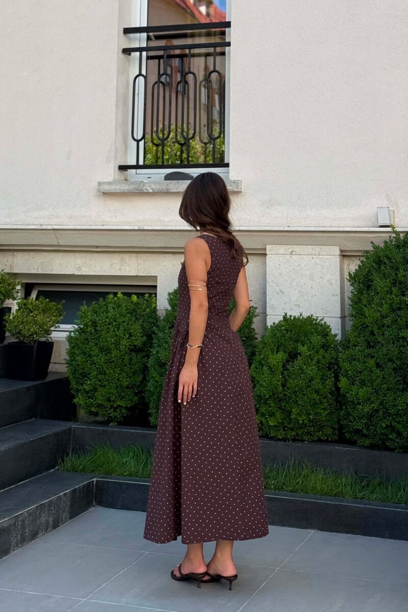 POLKA DOTS LONG WOMAN DRESS BROWN/KAFE - 2