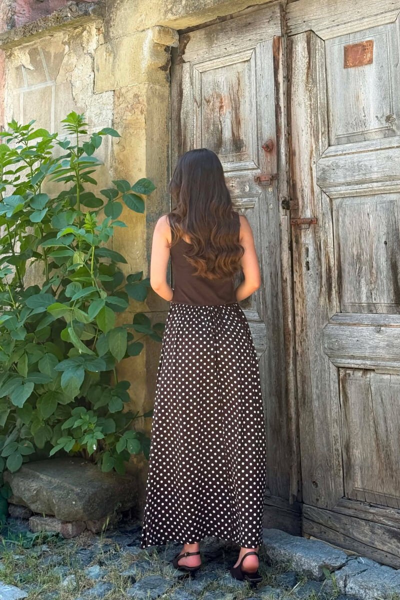 POLKA DOTS LONG WOMAN DRESS BROWN/KAFE - 4