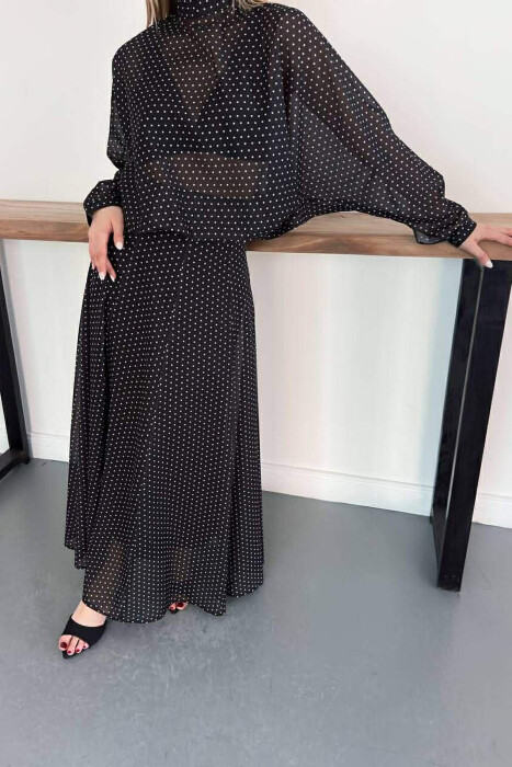 POLKA DOTS SHIRT + SKIRT WOMAN SET BLACK/ E ZEZE - 4