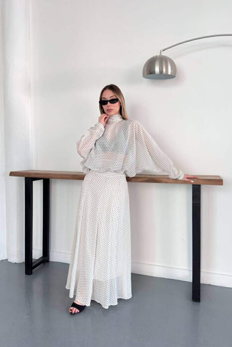POLKA DOTS SHIRT + SKIRT WOMAN SET CREAM/KREM - 2