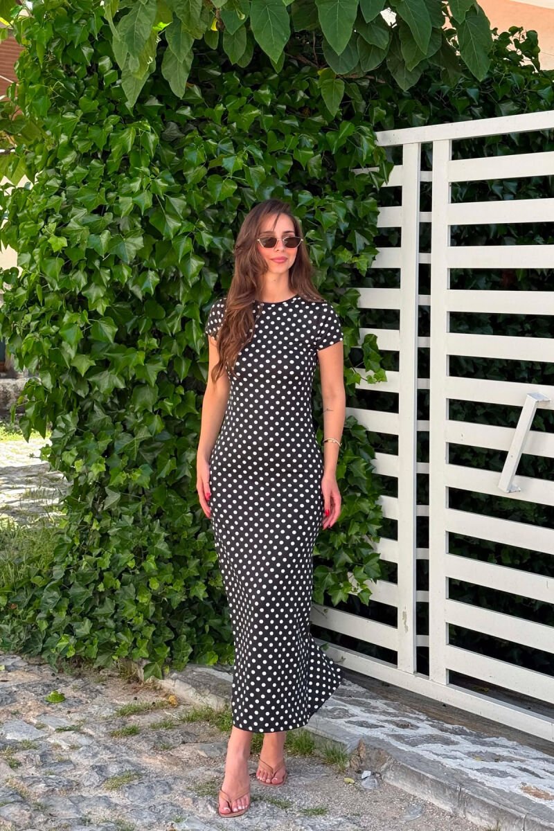 POLKA DOTS SHORT SLEEVE WOMAN DRESS BLACK/ E ZEZE - 1