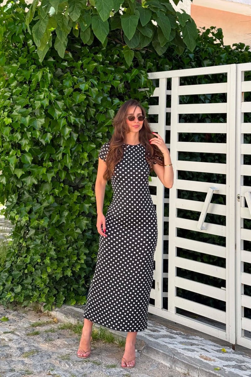 POLKA DOTS SHORT SLEEVE WOMAN DRESS BLACK/ E ZEZE - 4