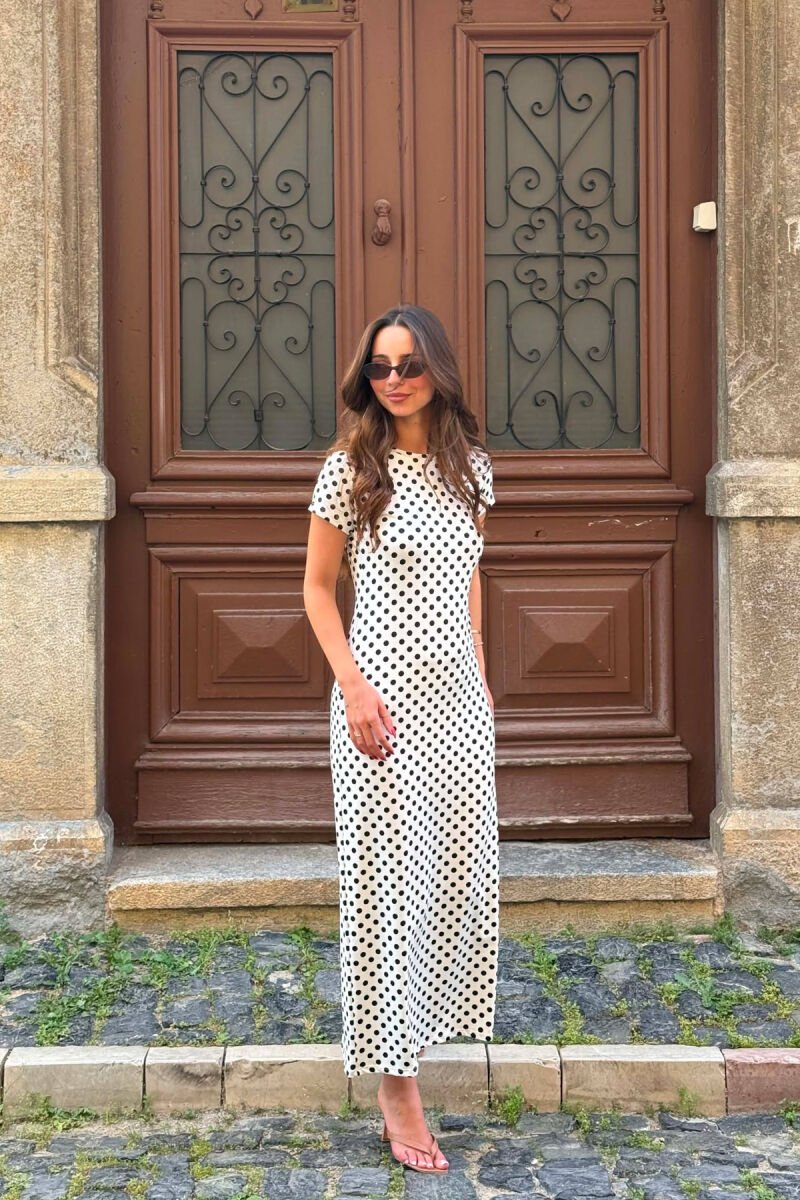POLKA DOTS SHORT SLEEVE WOMAN DRESS WHITE-E BARDHE - 5