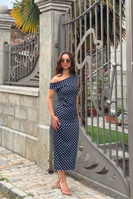 POLKA DOTS SIMPLE WOMAN DRESS BLUE/BLU - 1