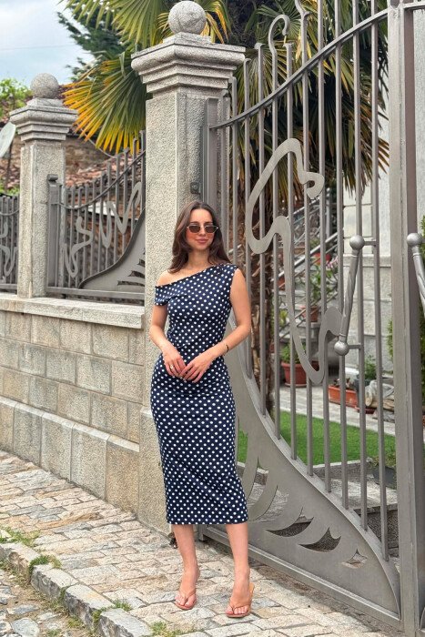 POLKA DOTS SIMPLE WOMAN DRESS BLUE/BLU - 2