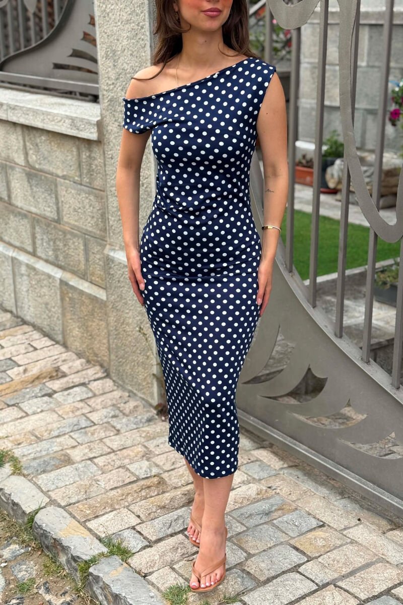 POLKA DOTS SIMPLE WOMAN DRESS BLUE/BLU - 3