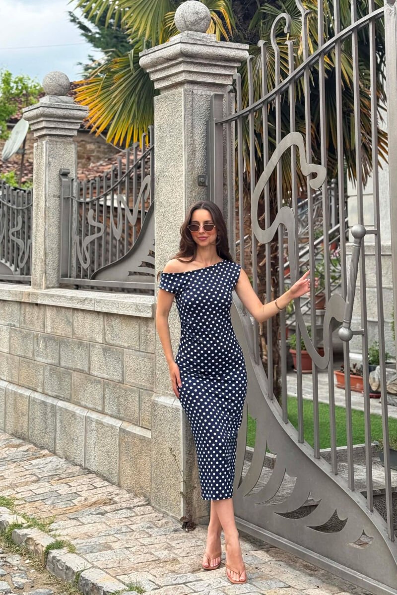 POLKA DOTS SIMPLE WOMAN DRESS BLUE/BLU - 5
