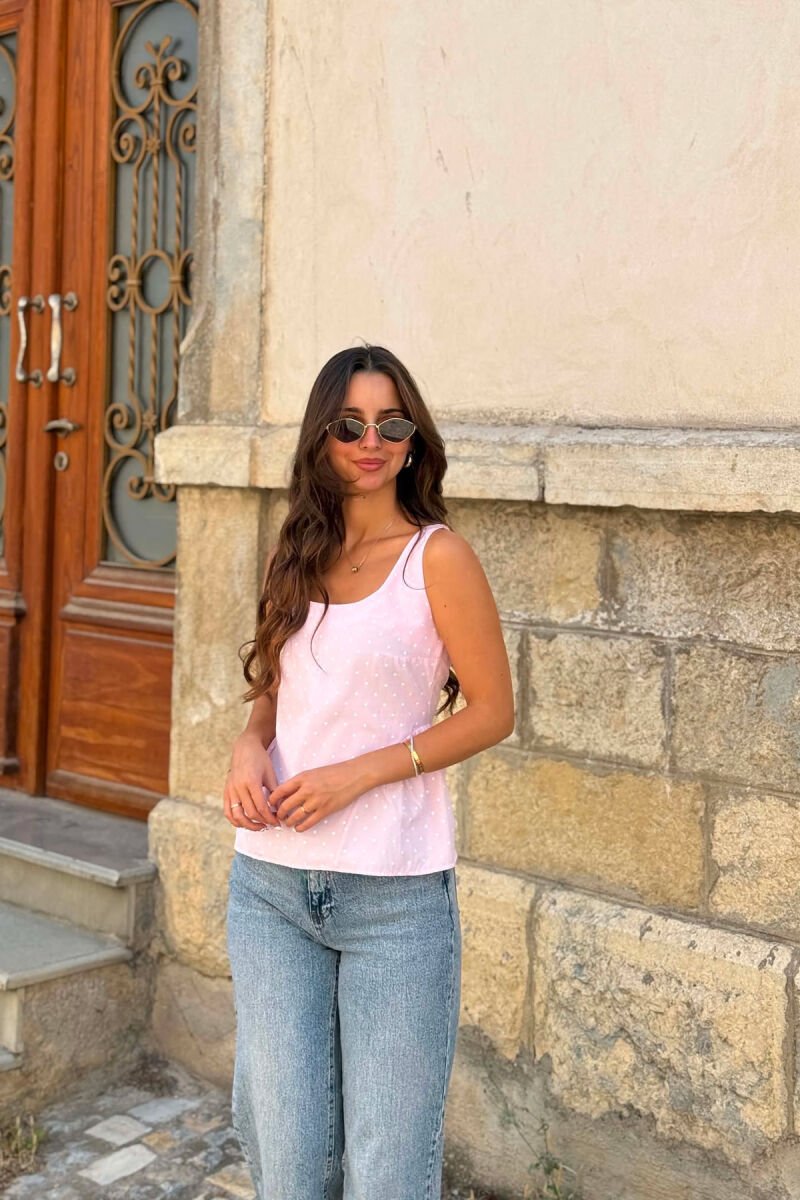 POLKA DOTS SIMPLE WOMAN TANK TOP PINK/ROZE - 3