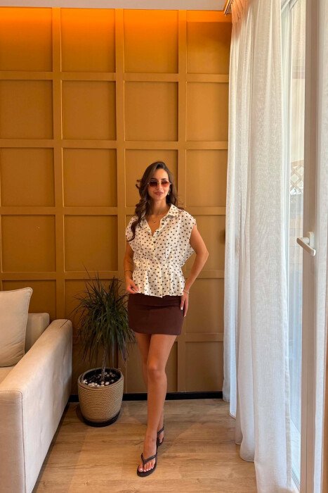 POLKA DOTS SLEEVELESS SHIRT CREAM/KREM - 6