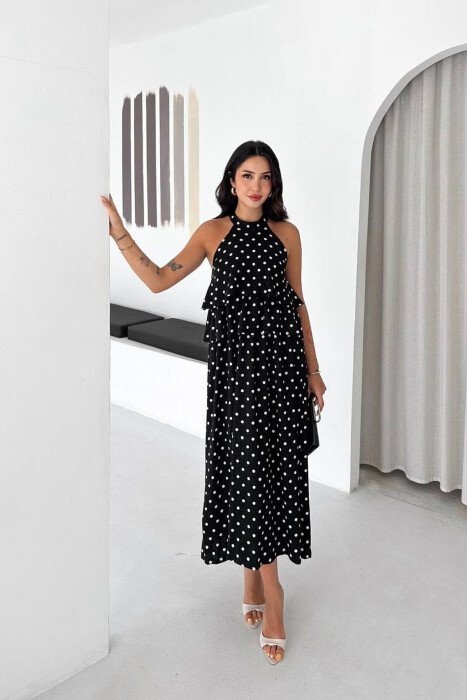 POLKA DOTS SLEEVELESS WOMEN DRESS BLACK/ E ZEZE - 