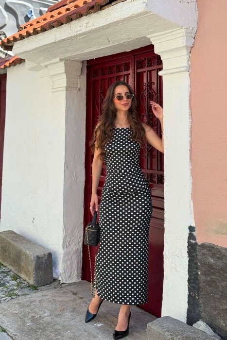 POLKA DOTS THIN STRAPS WOMAN DRESS BLACK/ E ZEZE - 2