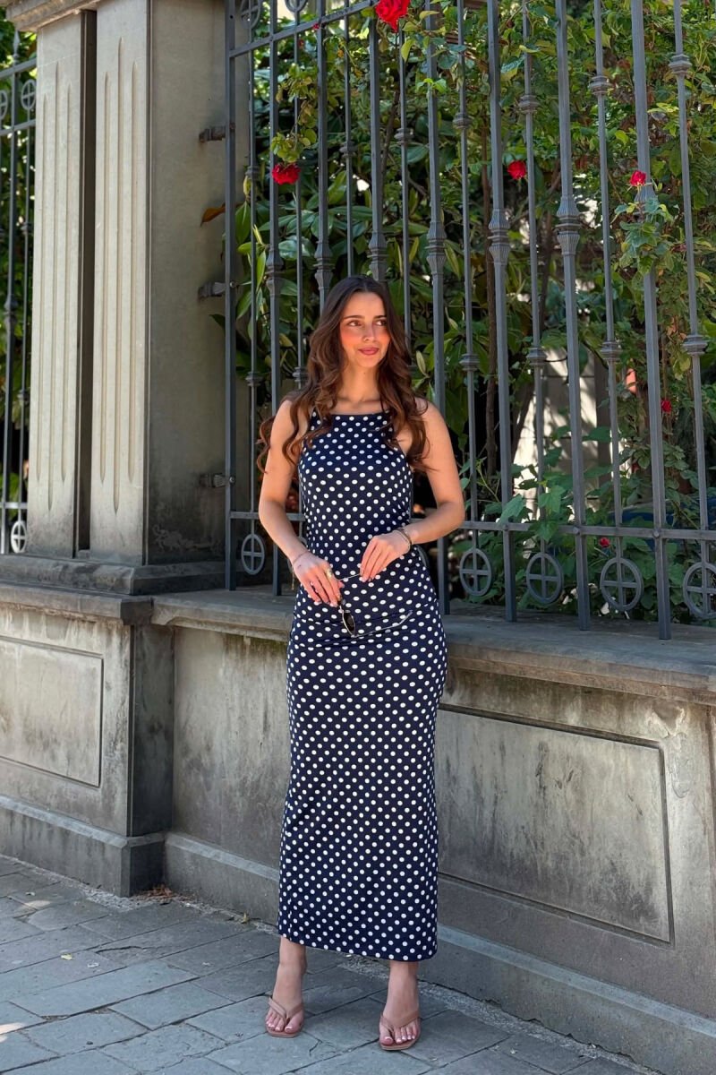 POLKA DOTS THIN STRAPS WOMAN DRESS BLUE/BLU - 1