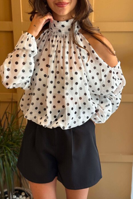 POLKA DOTS TULLE WOMAN SHIRTS WHITE-E BARDHE - 3