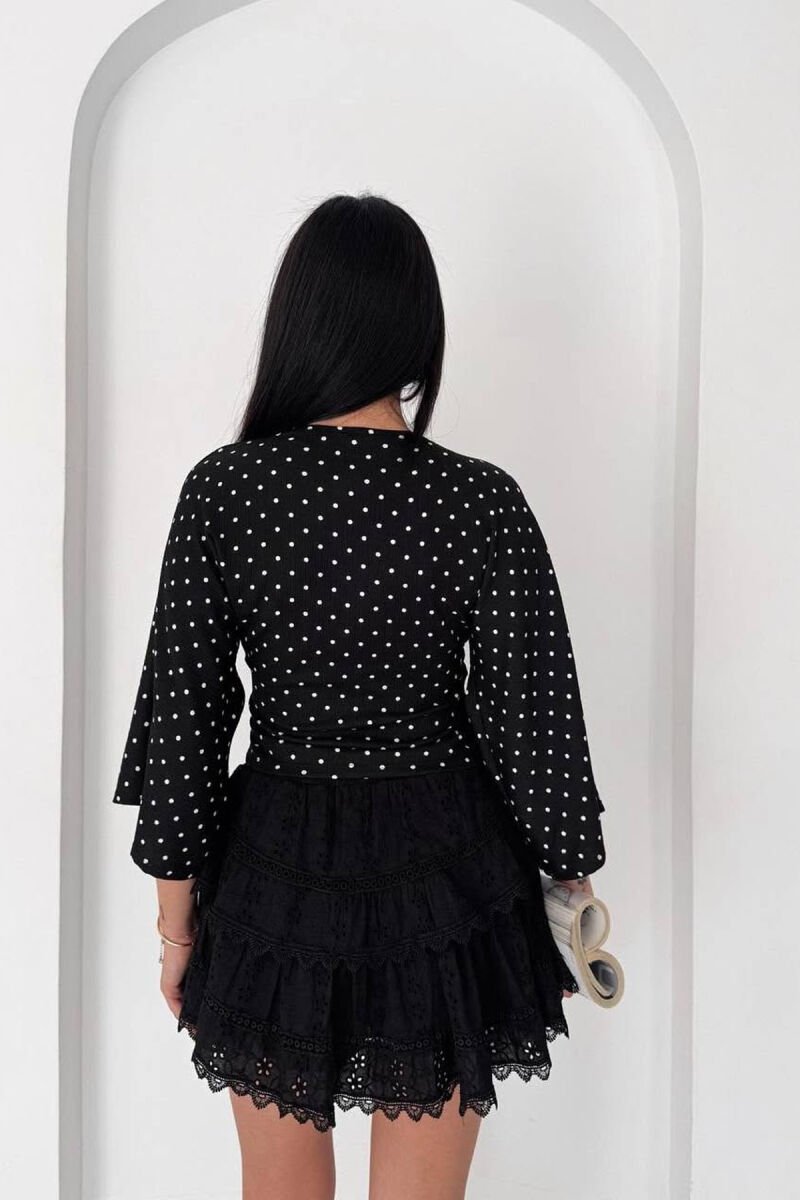 POLKA DOTS V NECK WOMAN SHIRT BLACK/ E ZEZE - 3