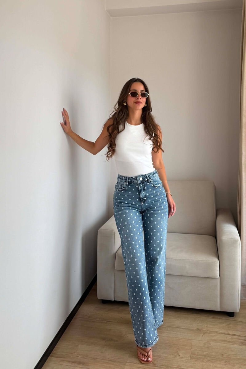 POLKA DOTS WIDE LEG WOMAN JEANS BLUE/BLU - 2