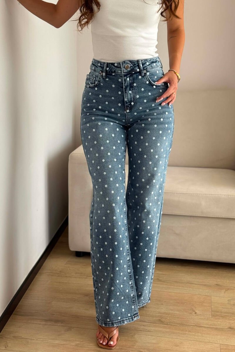 POLKA DOTS WIDE LEG WOMAN JEANS BLUE/BLU - 4