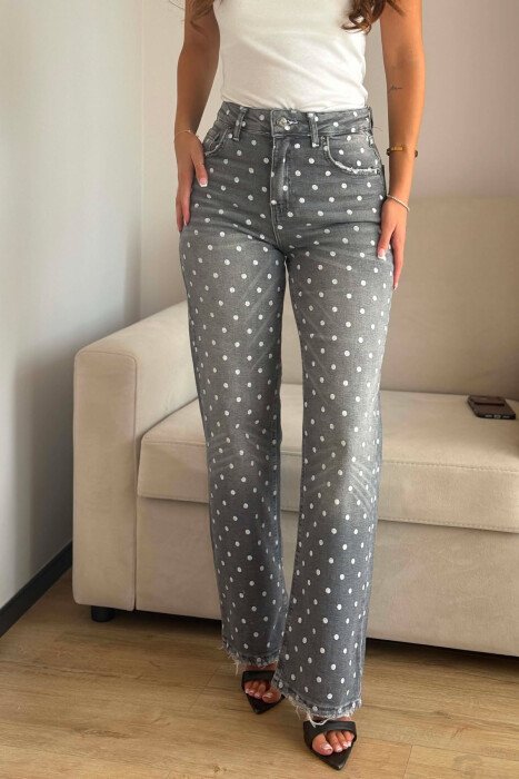 POLKA DOTS WIDE LEG WOMAN JEANS GREY/GRI - 2