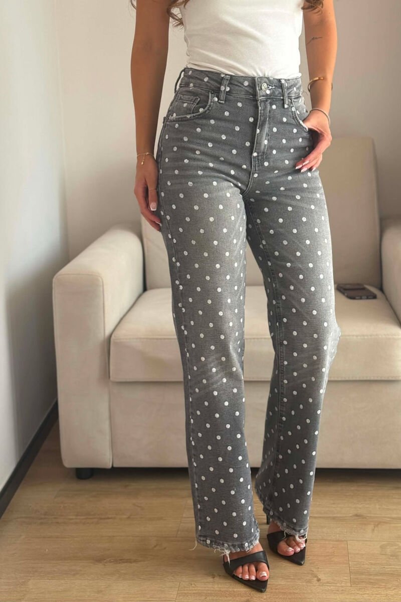POLKA DOTS WIDE LEG WOMAN JEANS GREY/GRI - 3