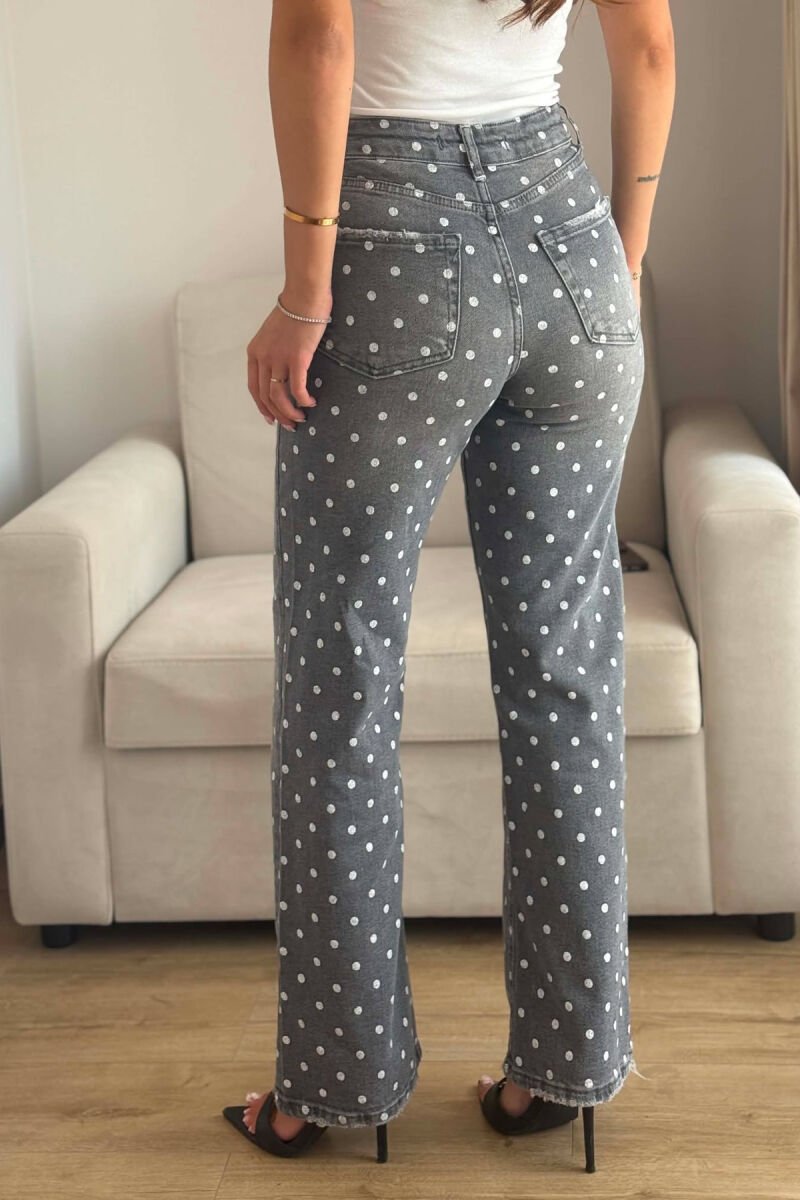 POLKA DOTS WIDE LEG WOMAN JEANS GREY/GRI - 4
