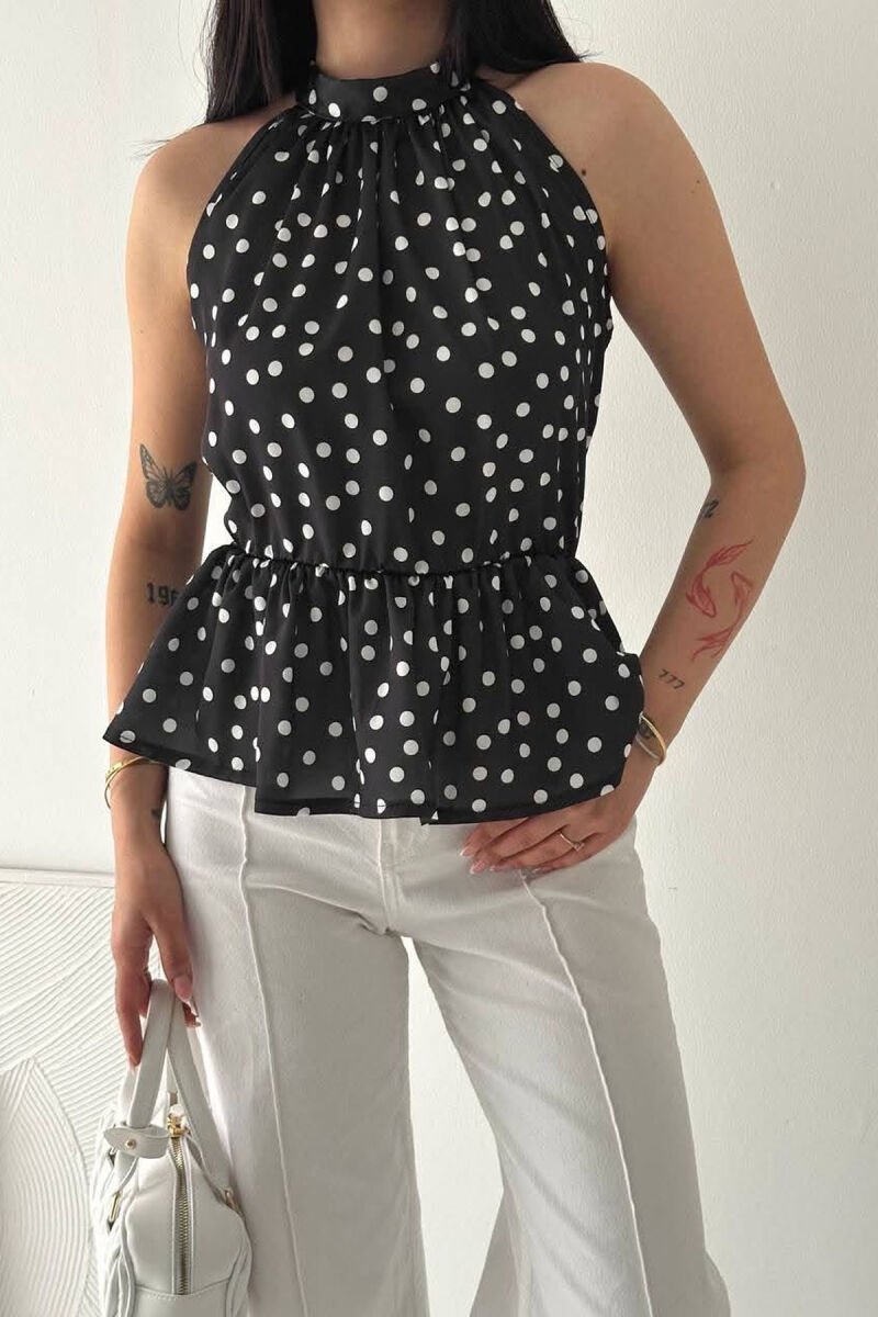 POLKA DOTS WOMAN TANK TOP BLACK/ E ZEZE - 3