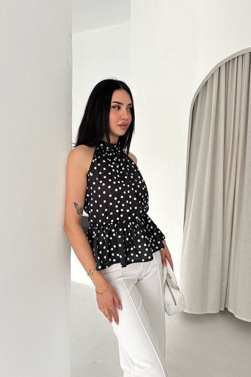 POLKA DOTS WOMAN TANK TOP BLACK/ E ZEZE - 4