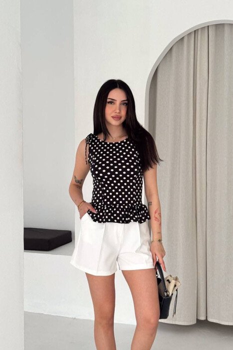 POLKA DOTS WOMAN TANK TOP BLACK/ E ZEZE - KLAUDIO FASHION