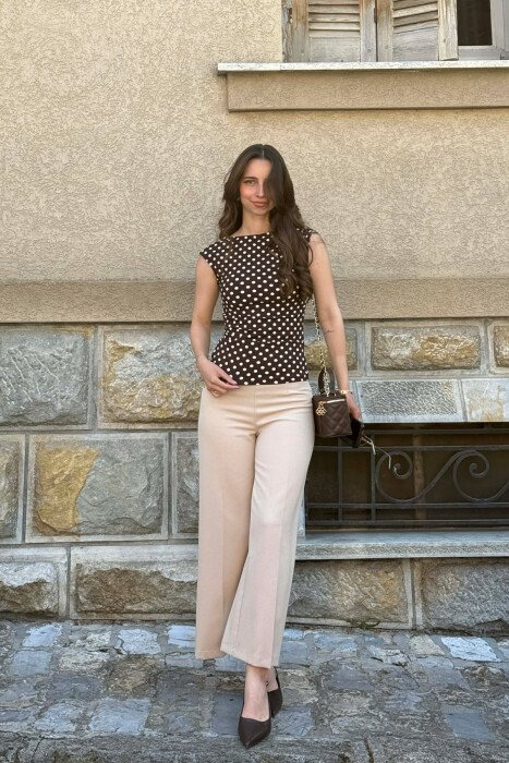 POLKA DOTS WOMAN TANK TOP BROWN/KAFE - 4
