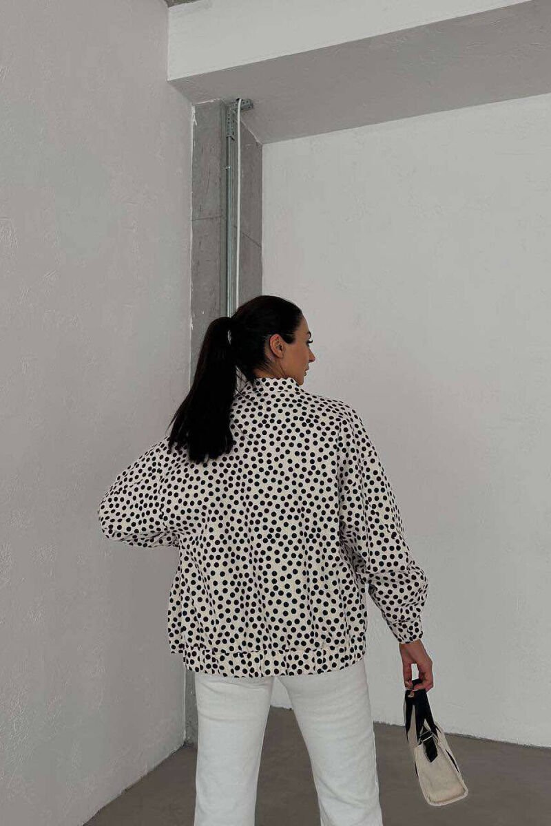 POLKA DOTS ZIPPER WOMEN JACKET CREAM/KREM - 2