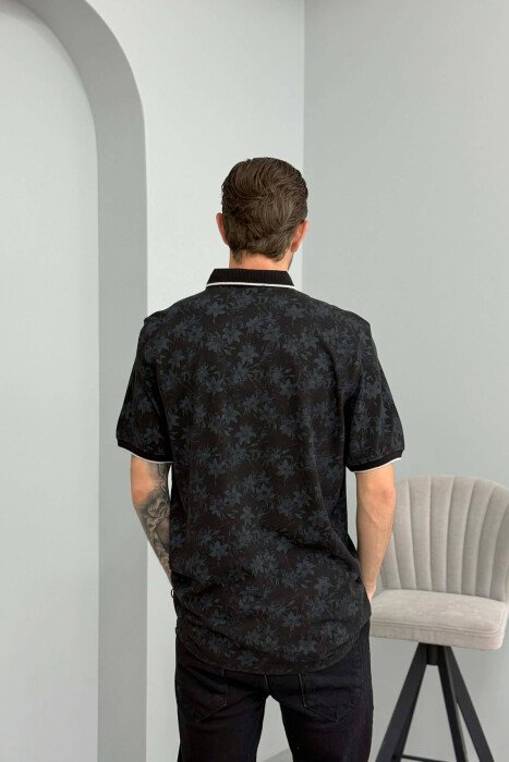POLO BUTTONED NECK MEN T-SHIRT BLACK/ E ZEZE - 4