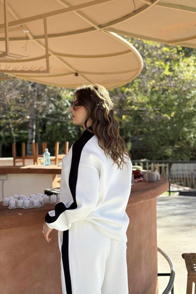POLO NECK BLOUSE+SWEATPANTS WOMEN SET WHITE-E BARDHE - 5