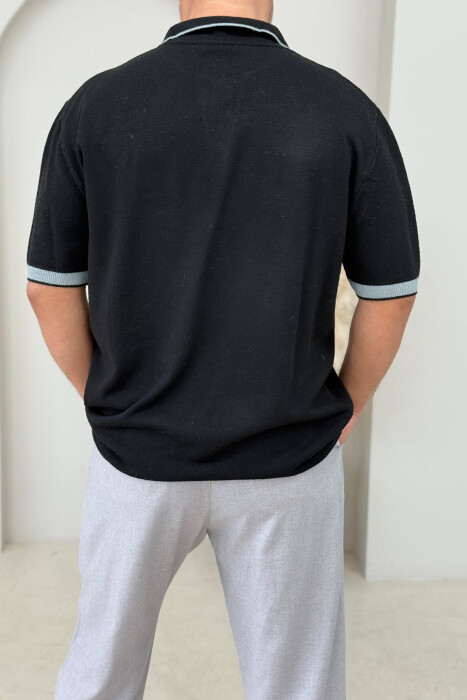 POLO NECK BUTTONS MEN T-SHIRT BLACK/ E ZEZE - 3