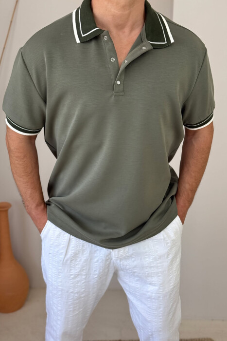 POLO NECK BUTTONS MEN T-SHIRT GREEN/JESHILE - 3