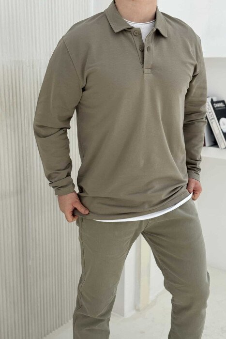 BLUZË E THJESHTË ME JAKË POLO PËR MESHKUJ NË NGJYRËN MENTE - KLAUDIO FASHION