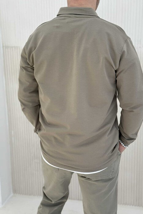 POLO NECK BUTTONS SIMPLE MEN SWEATSHIRT MINT/MENTE - 3