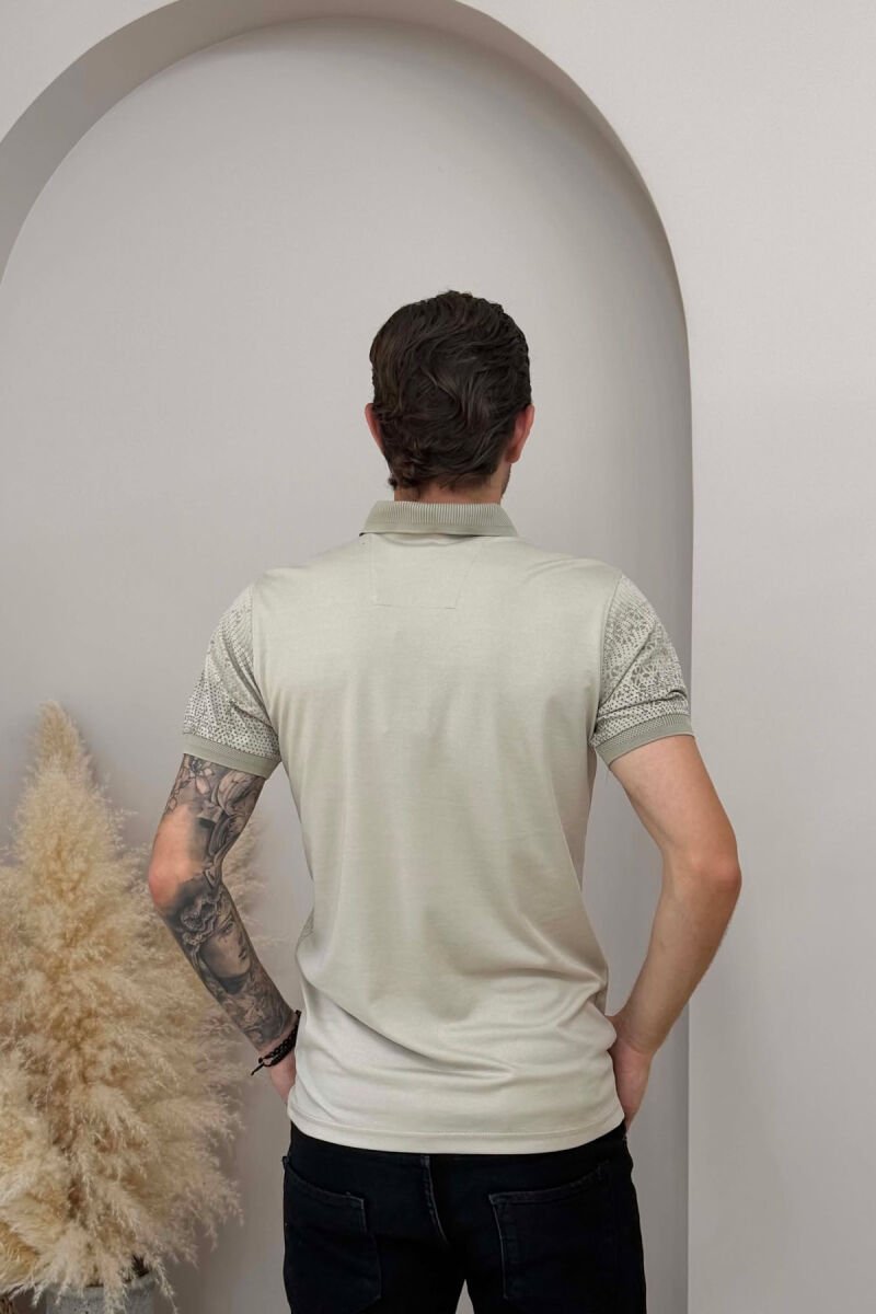 POLO NECK DESIGNED MEN T-SHIRT BEIGE/BEZHE - 4