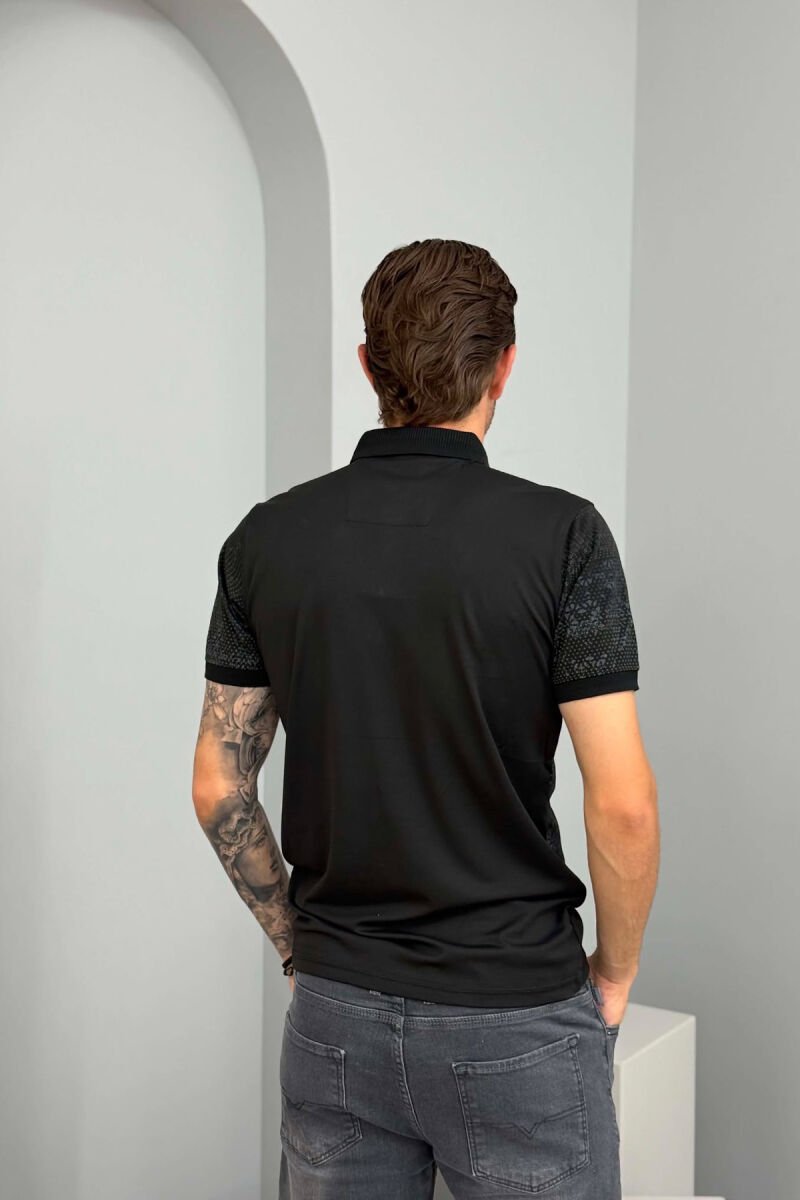 POLO NECK DESIGNED MEN T-SHIRT BLACK/ E ZEZE - 4